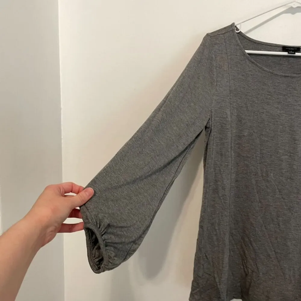 ANN TAYLOR Factory Heather Gray 3/4 Sleeve Puff Sleeve Balloon Sleeve Blouse Top - Image 6