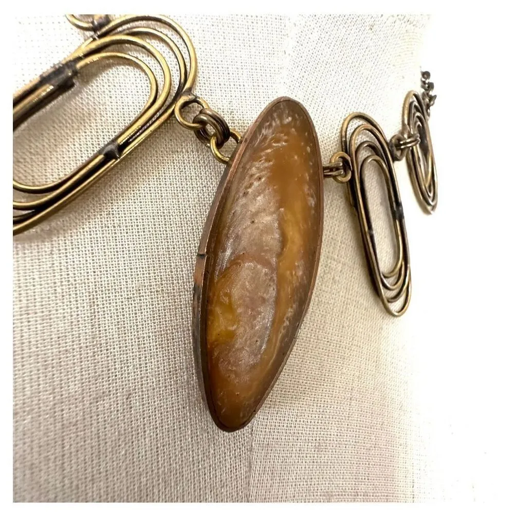 Brass stone modernistic pendant necklace - Image 2