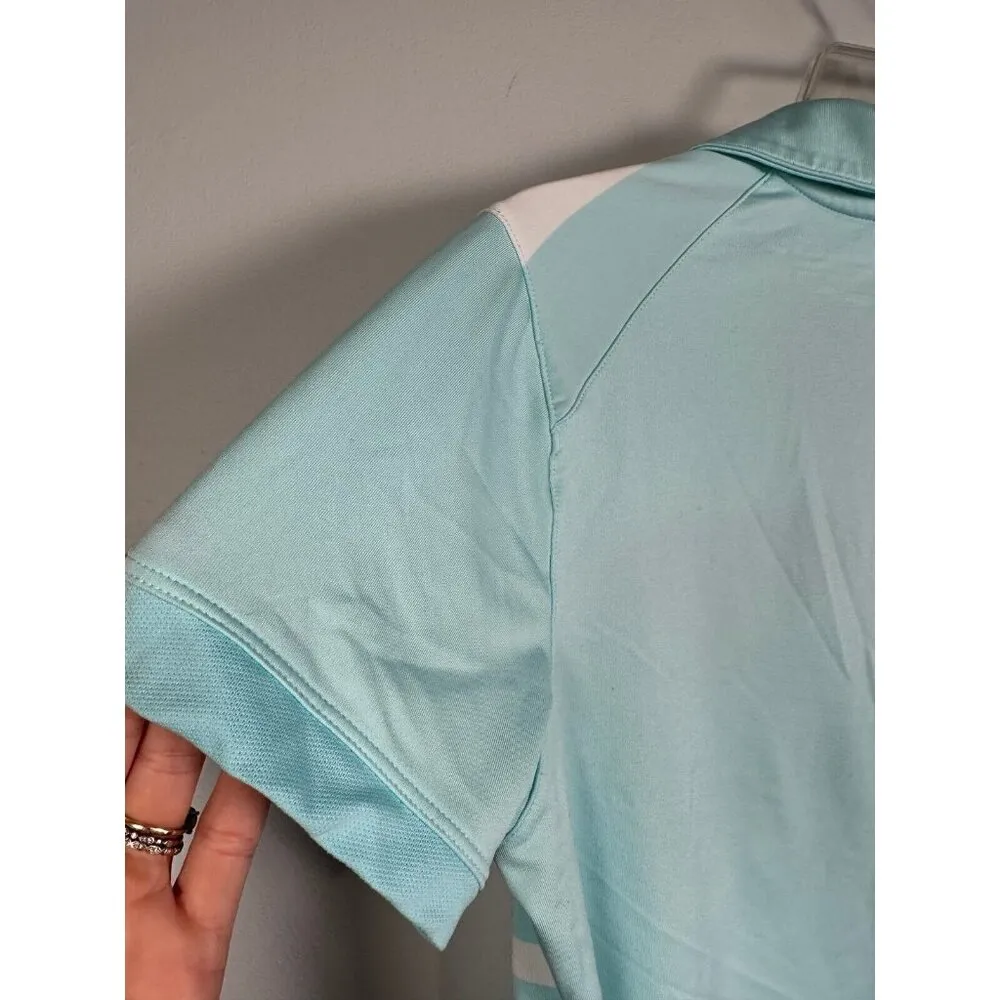 Nike Golf Womens Top Medium US Open Championship Shirt Short Sleeve Striped Blue - Image 6