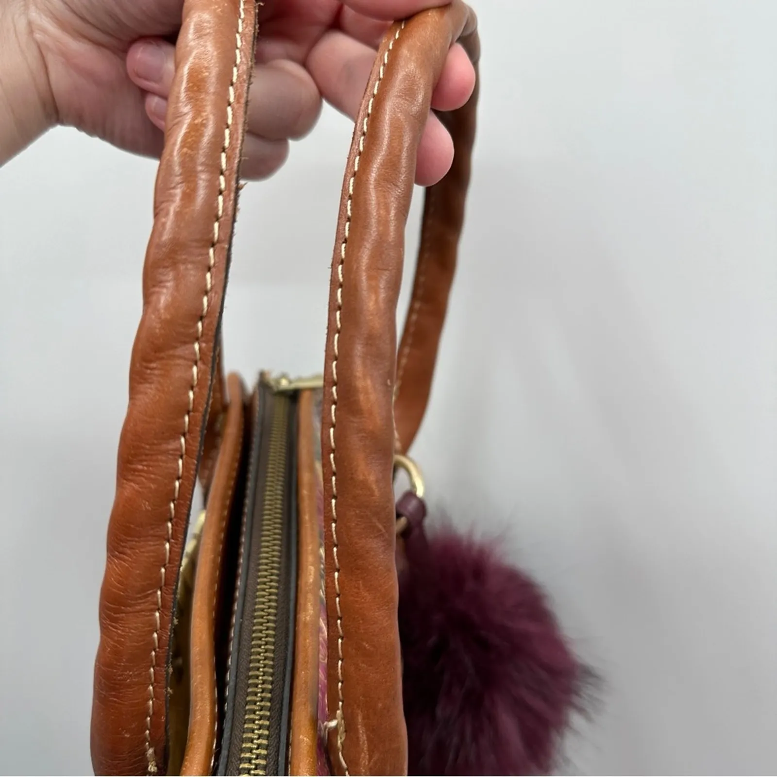 Patricia Nash Metallic Tooled Lace Poppy Multicolor Print To Zip Shoulder Bag - Image 11