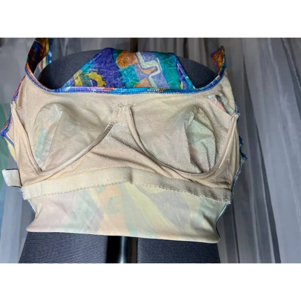 Cazimi one piece swimsuit pastel abstract print high cut - Image 9