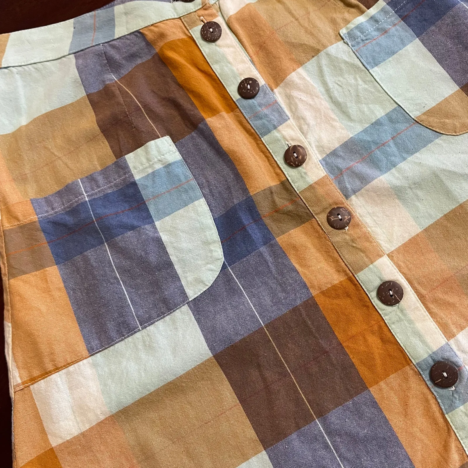 Meta Traders Skirt A Line Patchwork Full Botton Front Pockets 100 Cotton - Image 2