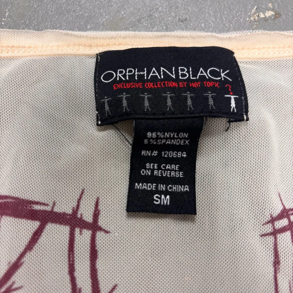 Orphan Black Hot Topic Mesh Angel Wings Cream Red Shirt Goth Fairy Womens Small - Image 2