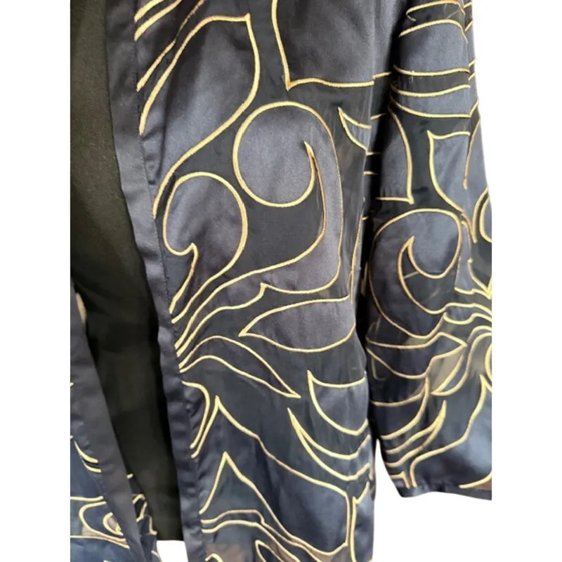 Chico’s Travelers Collection Black Gold Foil Jacket Size 3 (XL/16) - Image 3