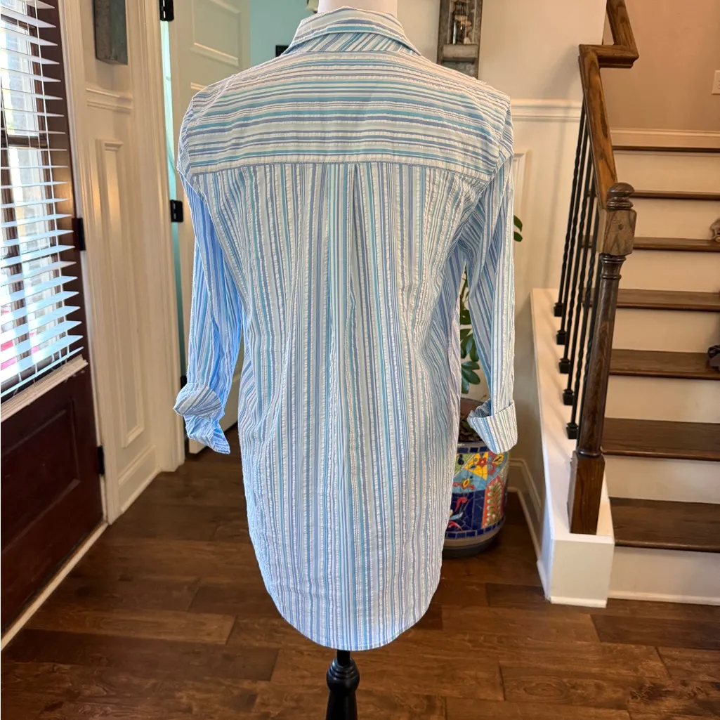 Southern Tide NWT Seersucker Blue and White Striped Tunic Shirt,Dress or Coverup - Image 2
