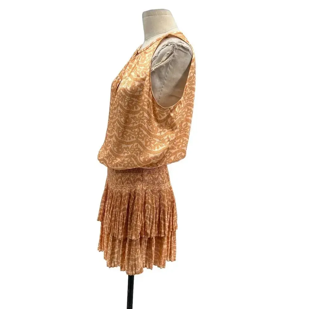 Current Air Los Angeles‎ The Wyland Dress Smocked Mini Orange Floral Size Small - Image 9