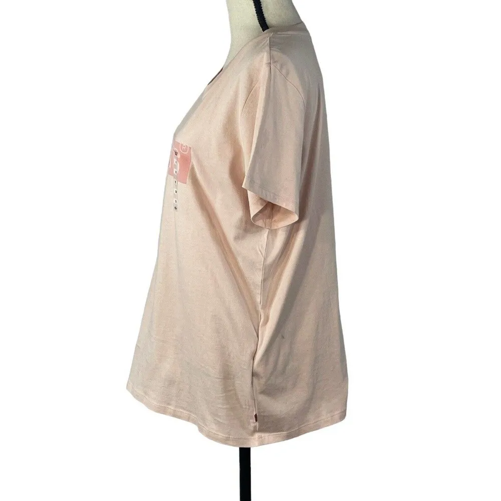 Levi's Women 1X-Large T-Shirt Top Stretch Short Sleeve 100% Cotton Logo Pink New - Image 4