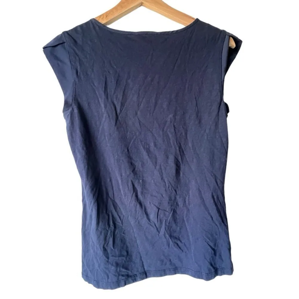 Women's blouse dark blue Tommy Hilfiger short sleeve top light fabric  ladie S. - Image 9