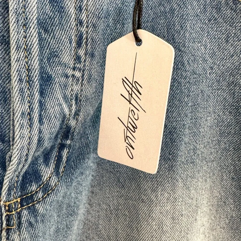 NEW Twelve by ontwelth Cropped Denim Raw Hem Jeans, NWT, Size 31 Waist Blue - Image 6