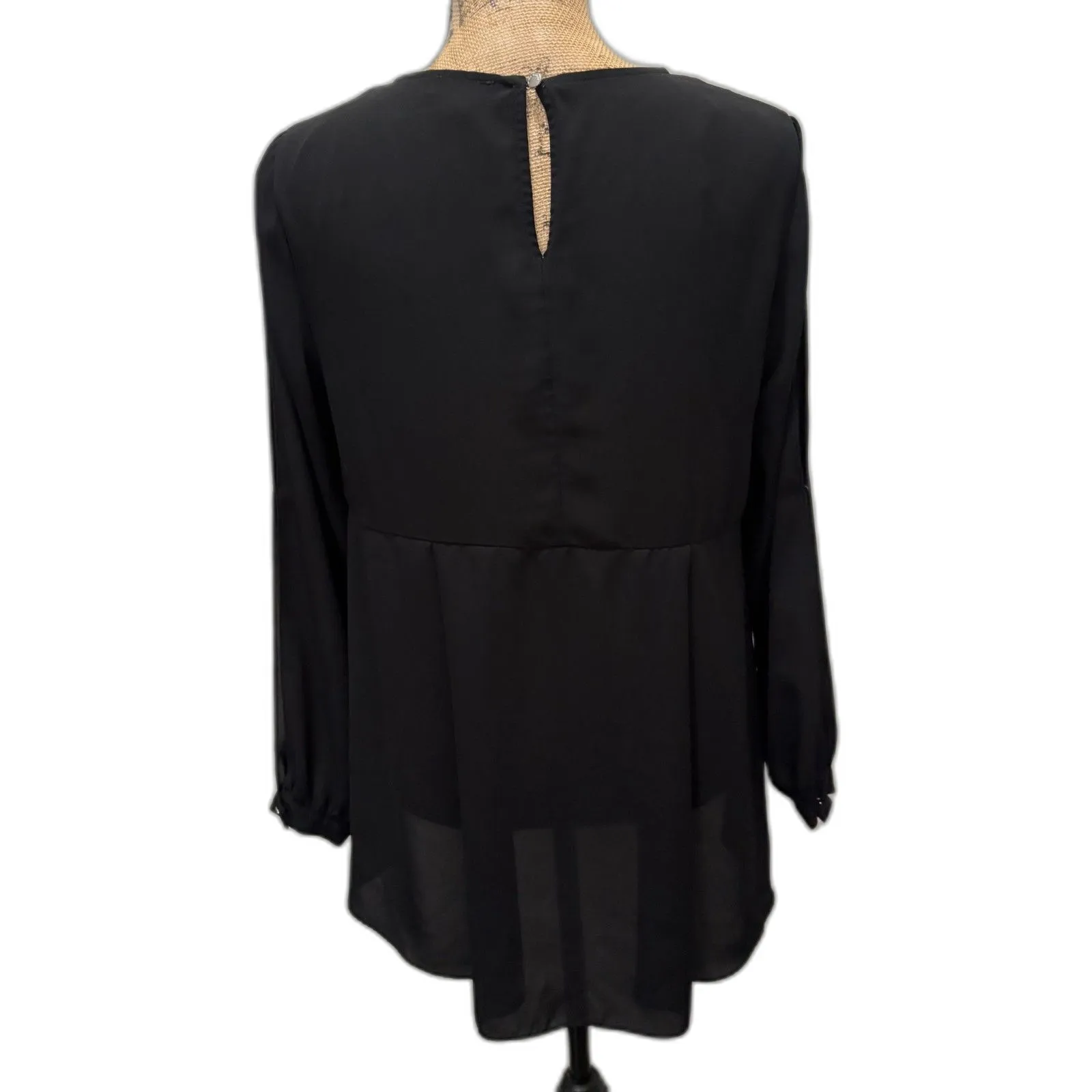 Vince Camuto‎ Split Sleeve Blouse Solid Black Office Business Casual Size Small - Image 3