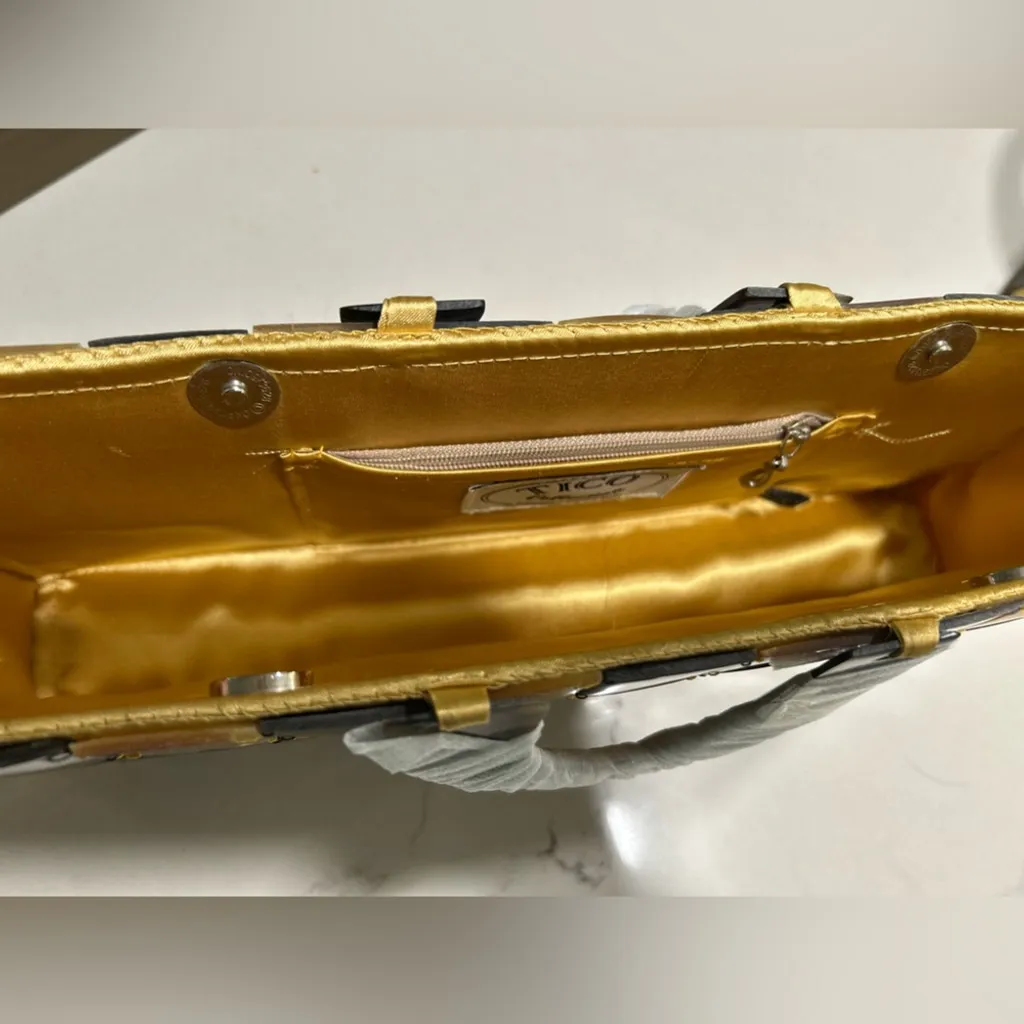 NEW Large Retro 70's Acrylic Checkerboard Clutch Purse 13” Brown - Image 6