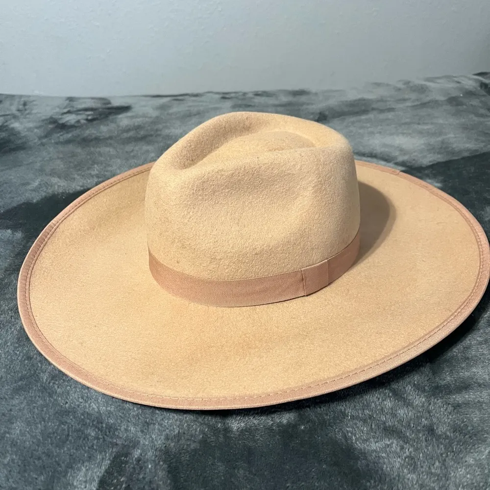 Michael Stars Wide Brim Tan Cream Wool Hat - Image 2