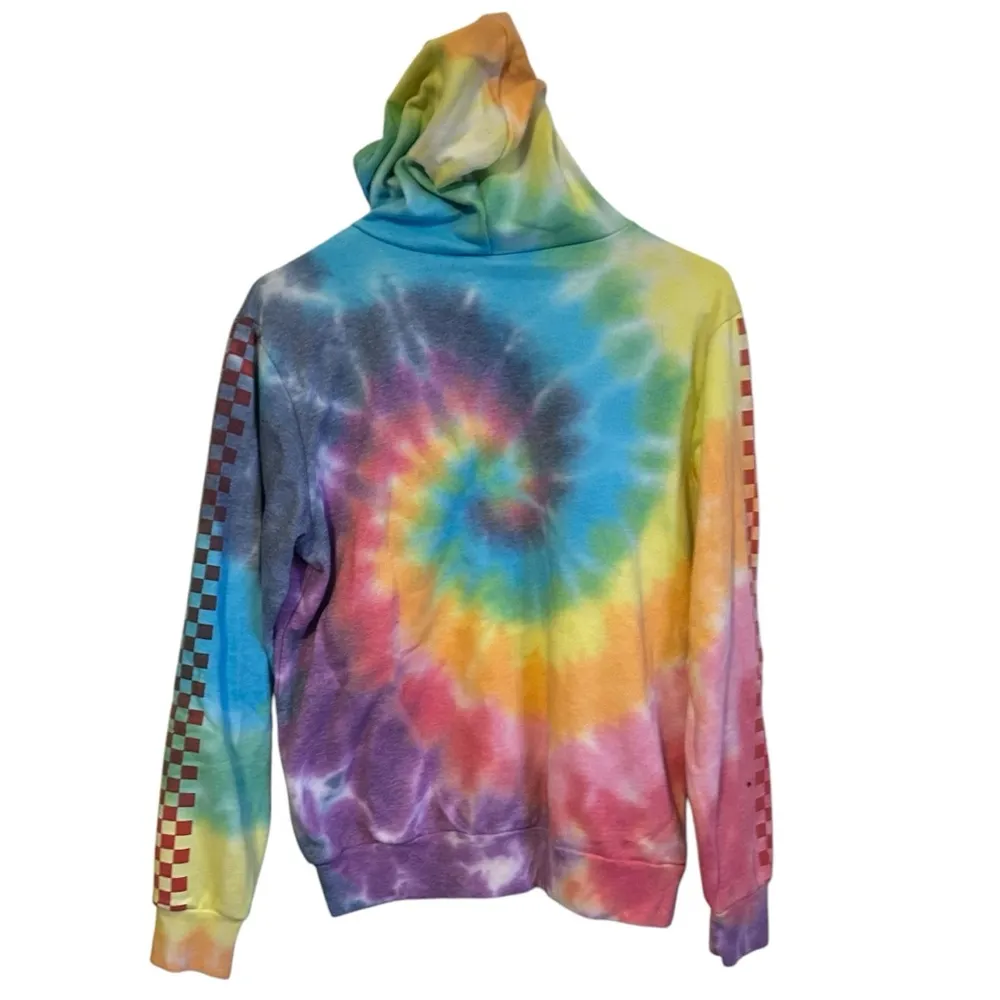 Hand Crafted Tie Dye Hoodie Spiral Rainbow Sassy Spellout Pullover Sweater med Pink - Image 2