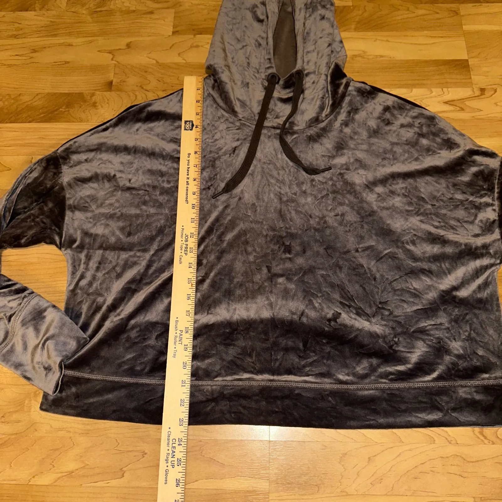 Aerie Offline Velour Hoodie Pullover Top Gray Women's XXL - Image 6