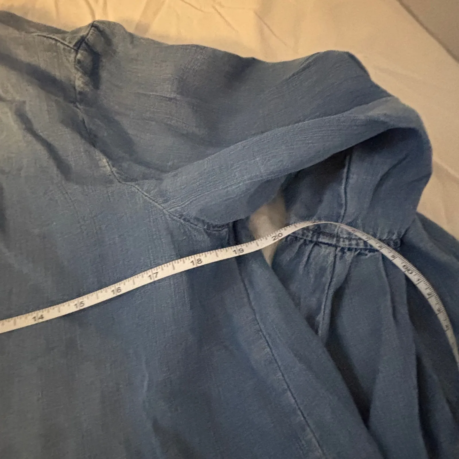 Cloth &‎ Stone Denim Dress Bell Sleeve Tie Back Casual Light Blue L - Image 5