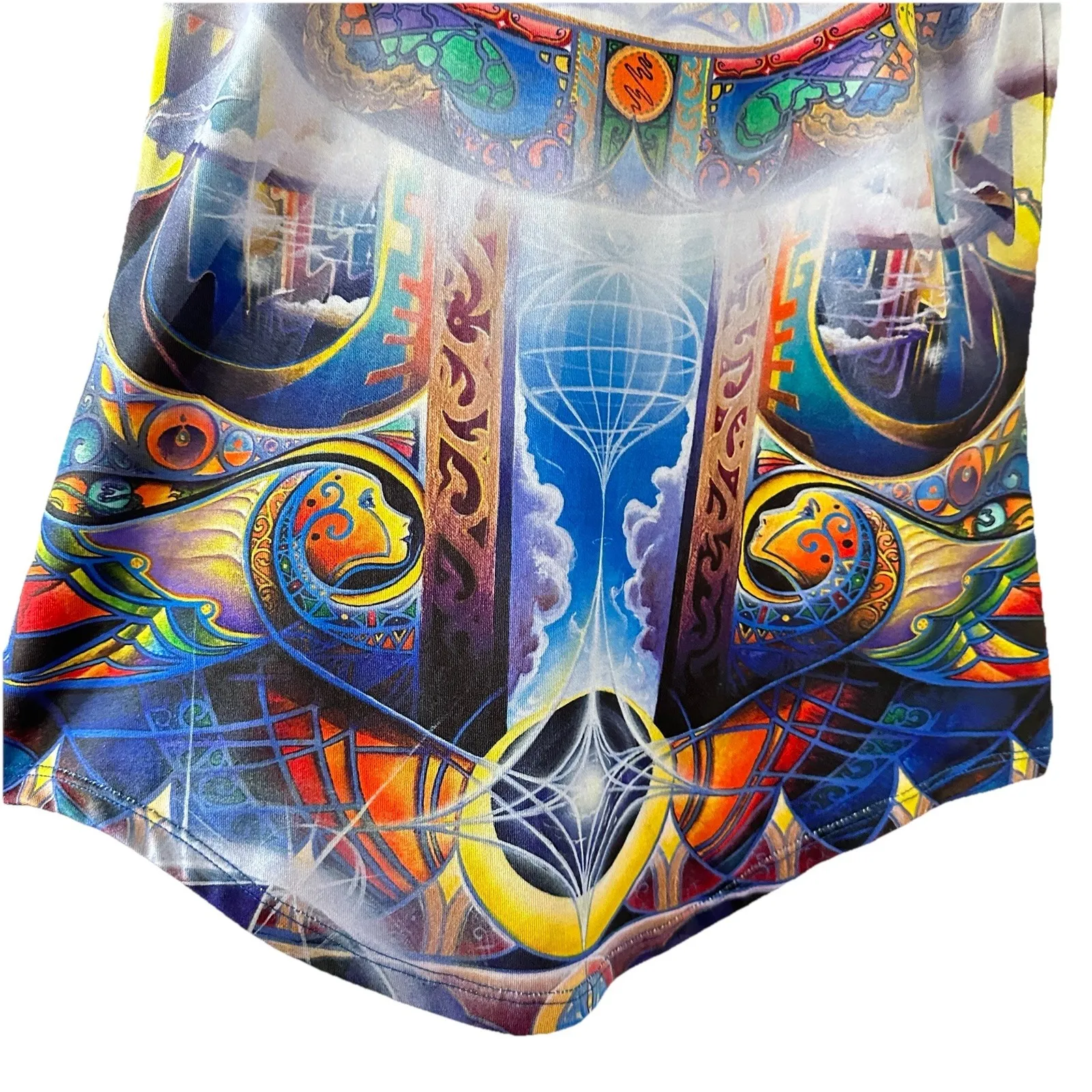 Michael Divine Vision Lab Women's Size S Tank‎ Top Psychedelic Art Racerback USA Blue - Image 6