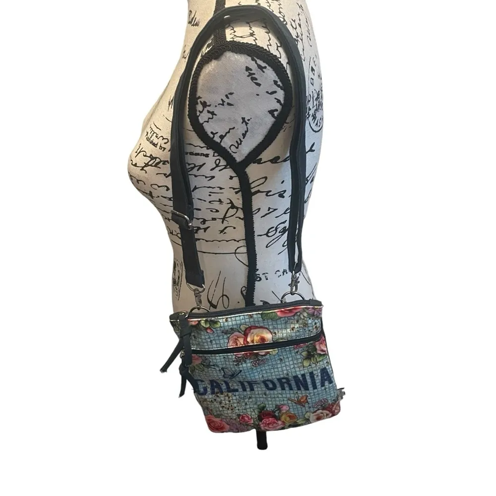 Robin Ruth Crossbody Bag Purse California Blue Floral NWT Small Canvas statement - Image 2