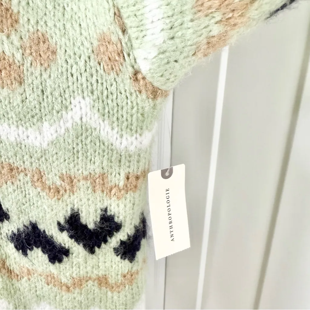 Anthropologie Nordic Fair Isle Turtleneck Sweater Green Sz M NWT - Image 7