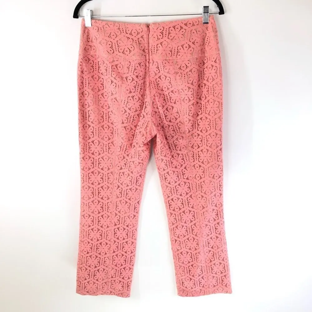 Anthopologie Corey Lynn Calter Womens Youghal Lace Cropped Pants Pink Floral 6 - Image 2