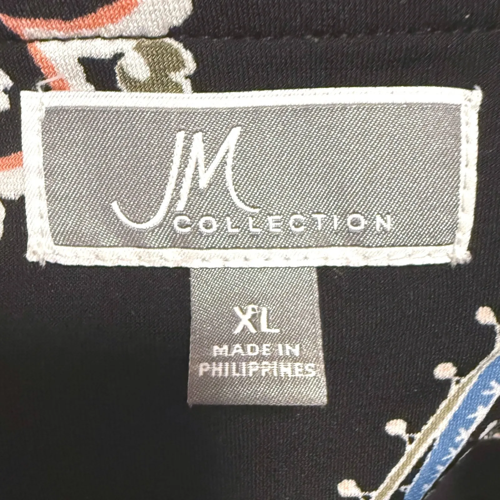 JM Collection Cold Shoulder Dress Black Red Blue Paisley Print Gold Studs XL - Image 6