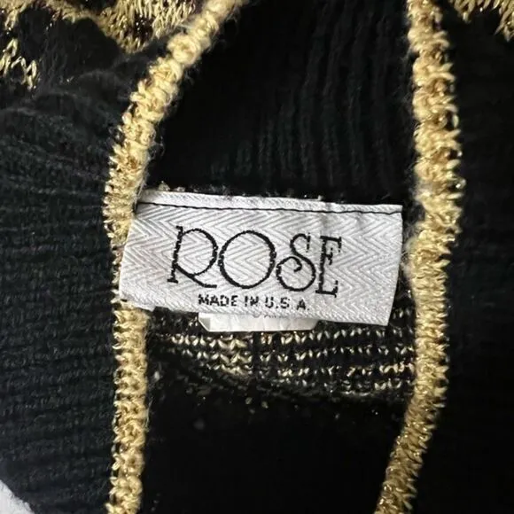 Vintage Leopard‎ Cheetah Print Sweater Metallic Animal Print 80s 90s made in USA Gold Size L - Image 3