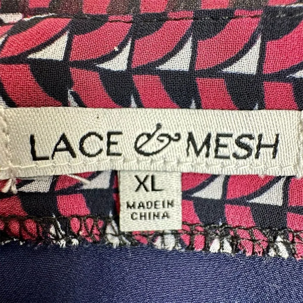 V-Neck Short Sleeve Dress Geometric Print Size XL asymmetrical - Image 4