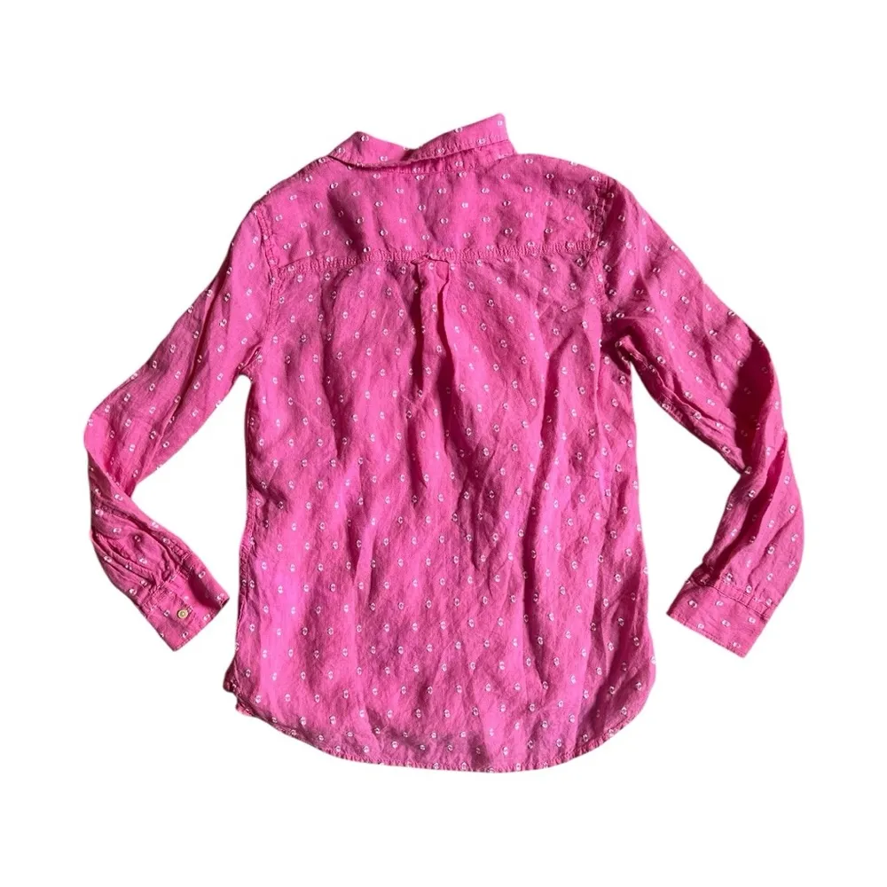 Talbots Linen Camp Shirt Clip Dot Womens Size Small - Image 4