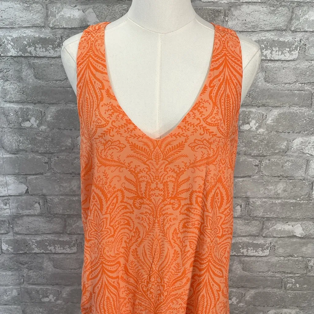 LOFT Bright Orange Patterned Dress - Image 2