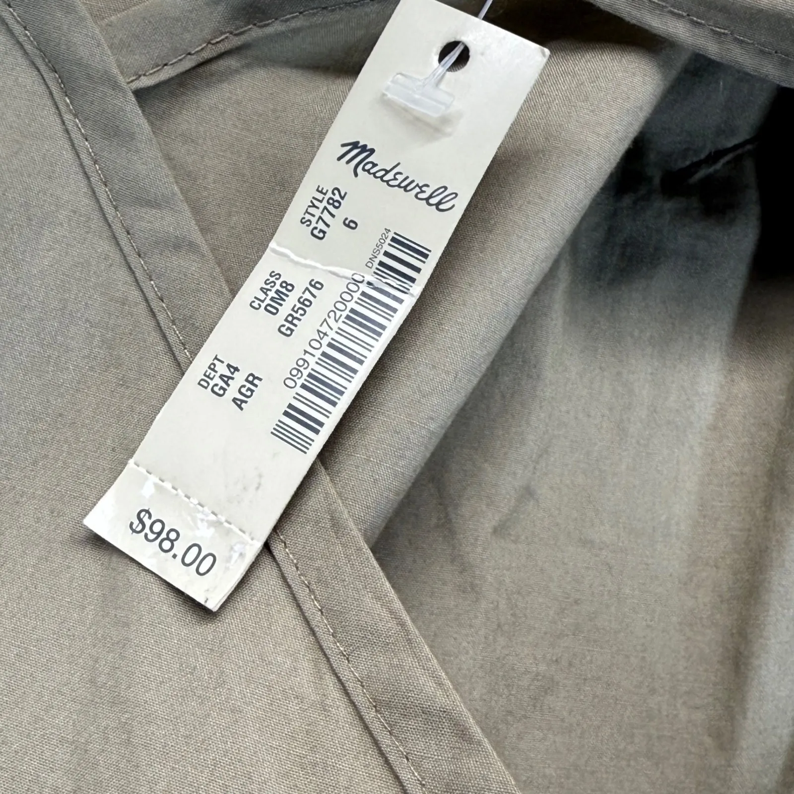 Madewell Cotton Dress Off Shoulder‎ Khaki Green Casual Mini Dress Size 6 - Image 7