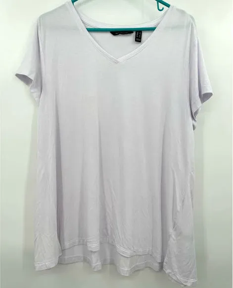 H by Halston size Large white short sleeve t-shirt tee modal spandex blend‎ - Image 1