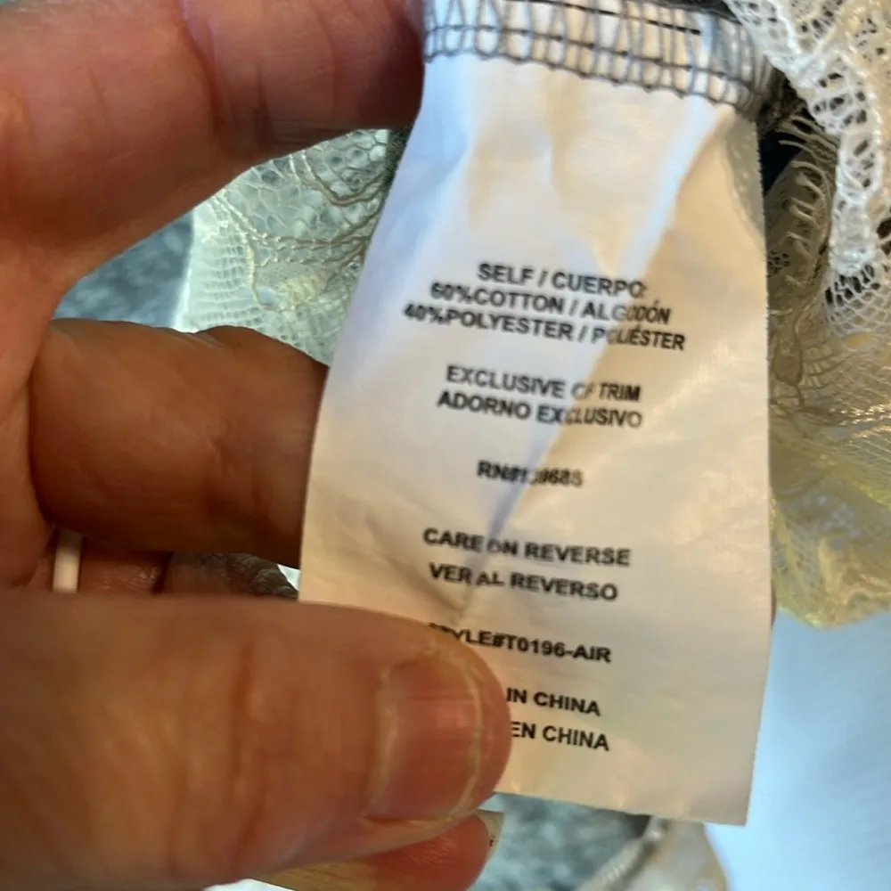 Romantic Taylor & Sage Top Heather Gray Knit Lace Womens M - Image 8