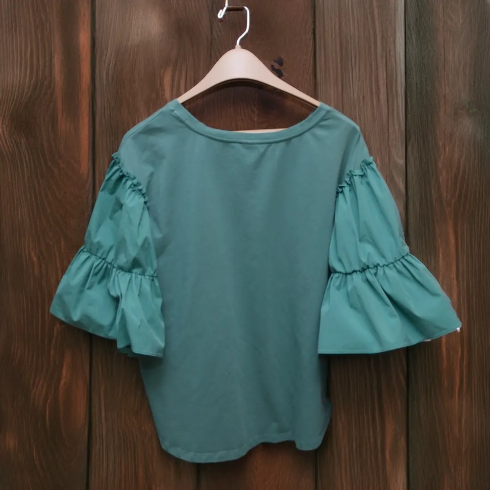 Chico’s Knit And Woven Tiered-Sleeve Top plus size XL - Image 2