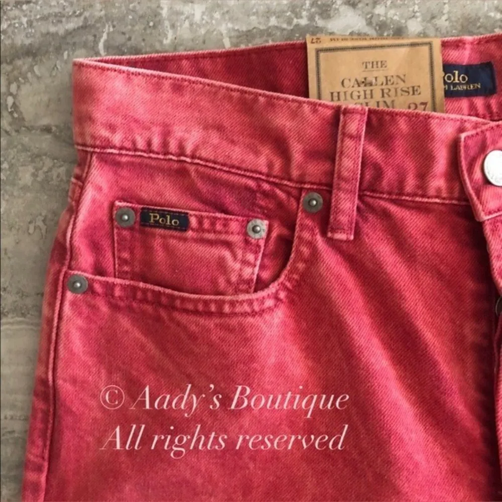 Polo Ralph Lauren Jeans Callen High Rise Cropped, Red Size 27R New w/Tag - Image 12
