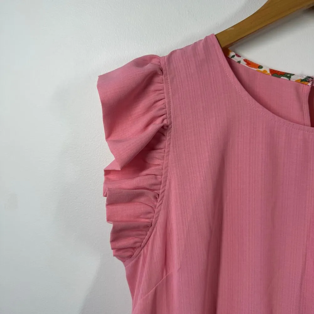 Umgee Blouse Women Size L Pink Ruffle Sleeve Spring Modest Peasant Preppy - Image 8