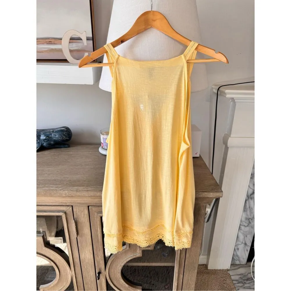 NWT White House Black Market Yellow Ruffled Hem Tank Top Size Large - Image 6