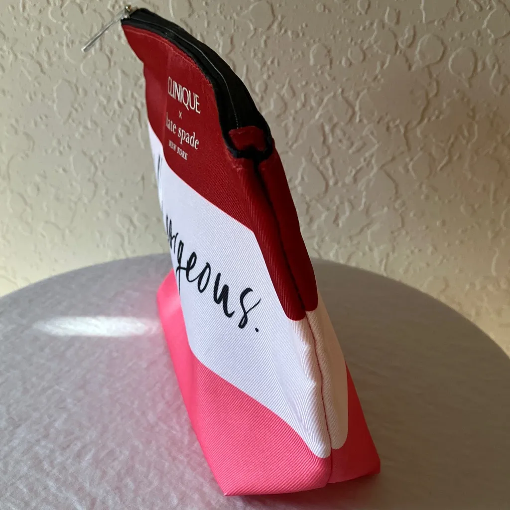 Clinique x Kate Spade: NWOT Red & Pink Cosmetic Bag - Image 5