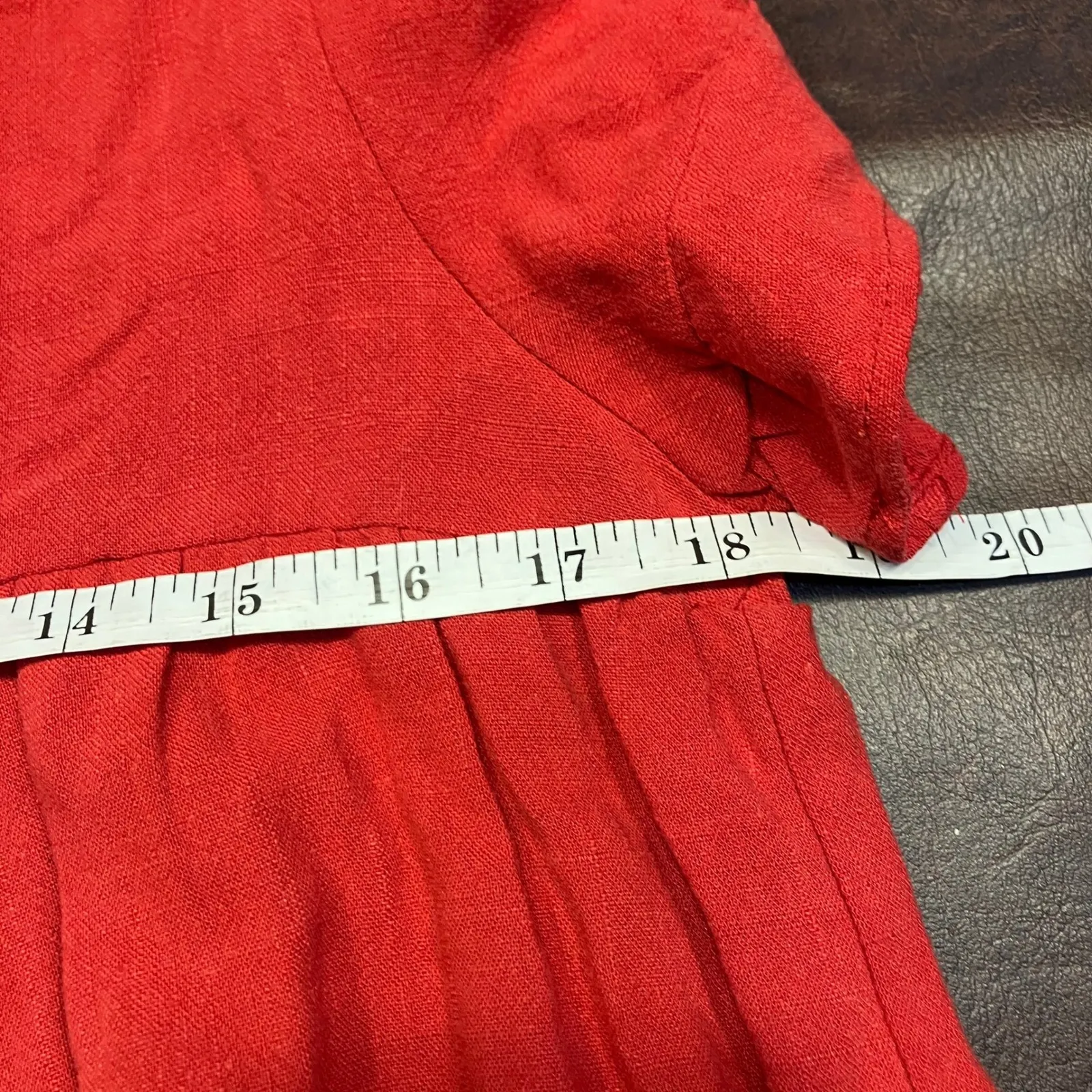 Umgee USA Red Linen Blend Tiered Mini Dress Short Sleeve Casual Womens Small New - Image 11