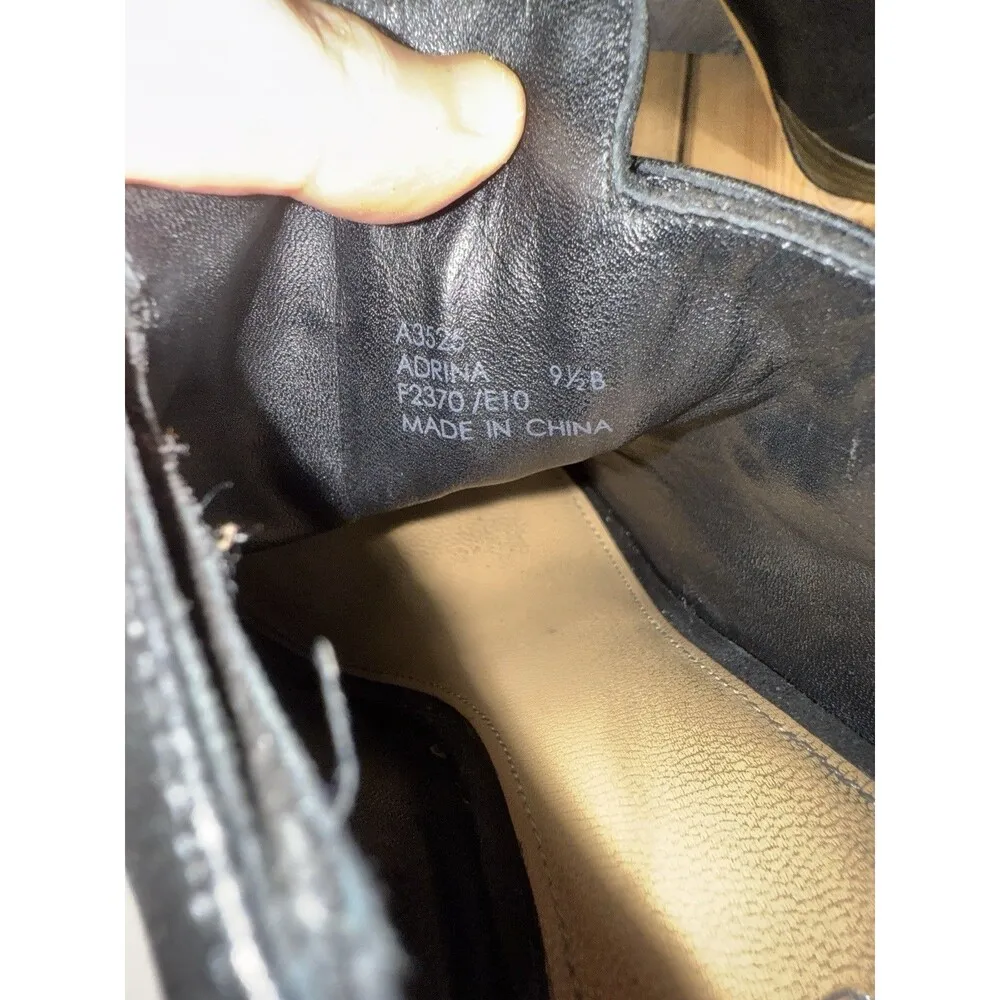 EUC Coach Adrina A3525 Black Leather Suede Peep Toe Buckle Booties Size 9.5 - Image 6