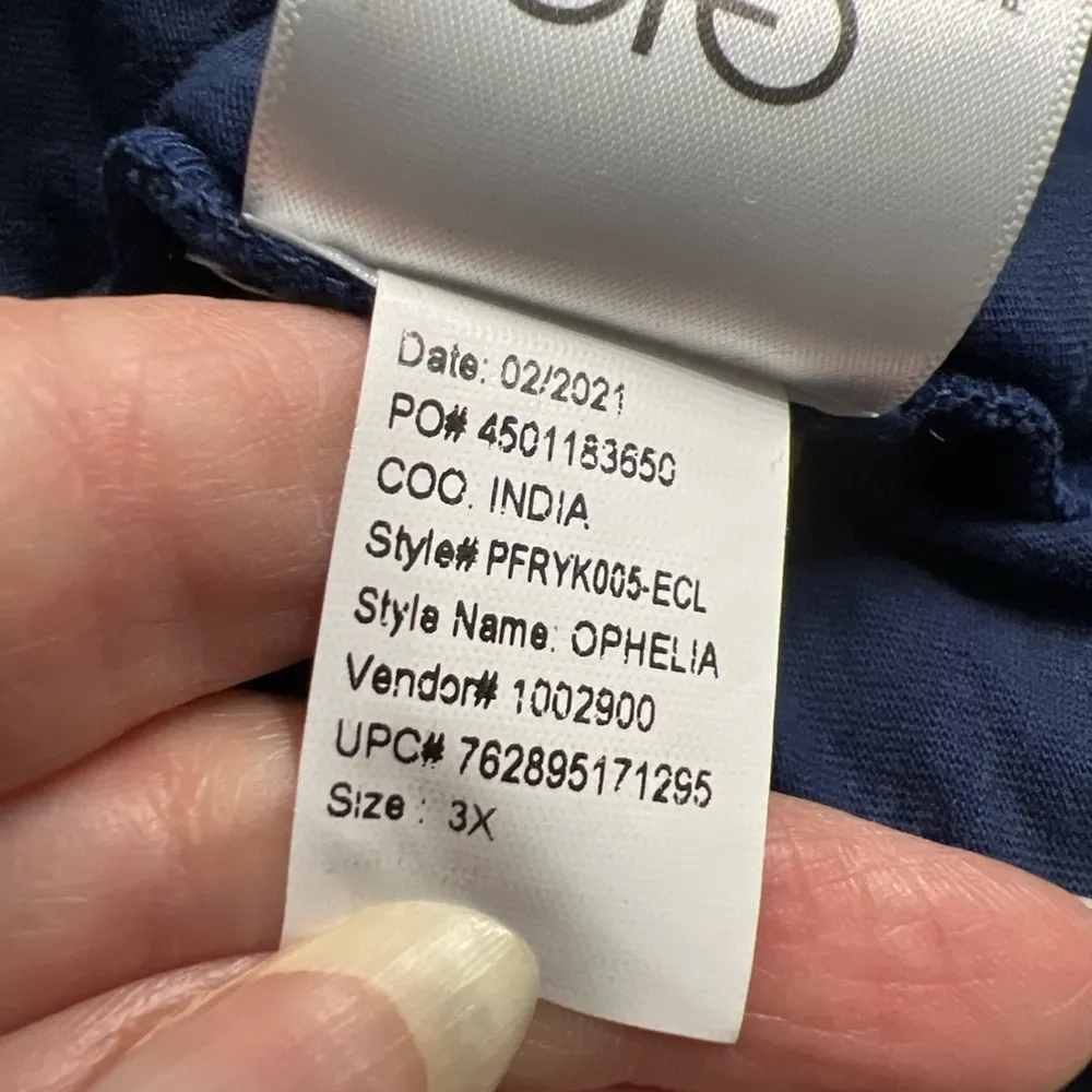 Frayed Jeans Flutter Sleeve Ruffle Top‎ Blue Size 3X - Image 9