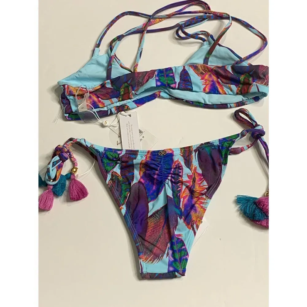 New. Pilyq feather teeny halter bikini. - Image 7