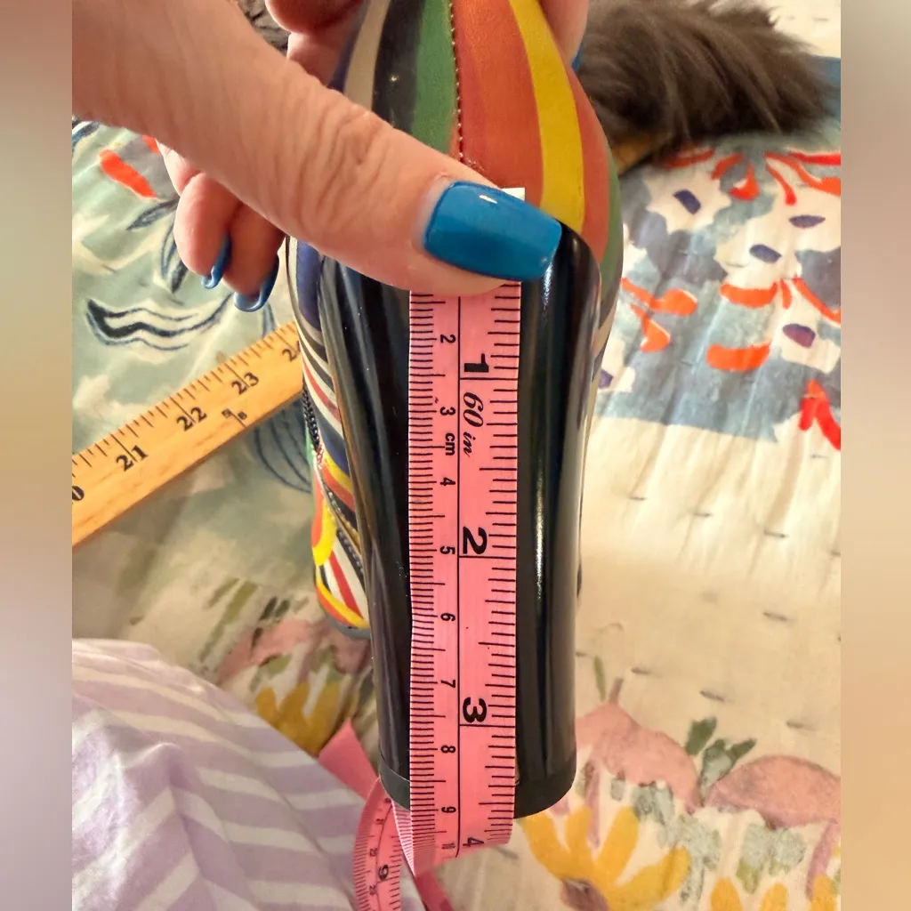 GOBY LUV 39 Geometric Striped Ankle Vegan Leather Zip Boots Booties Red Size 8 - Image 11