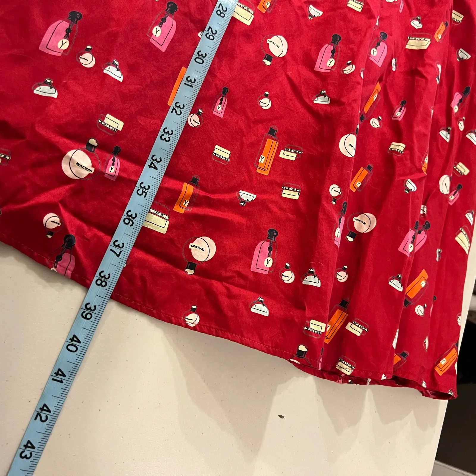 Vintage USA Made Red Perfume Bottle Print Retro Mod Dress A Line Dress Size XS - Image 12