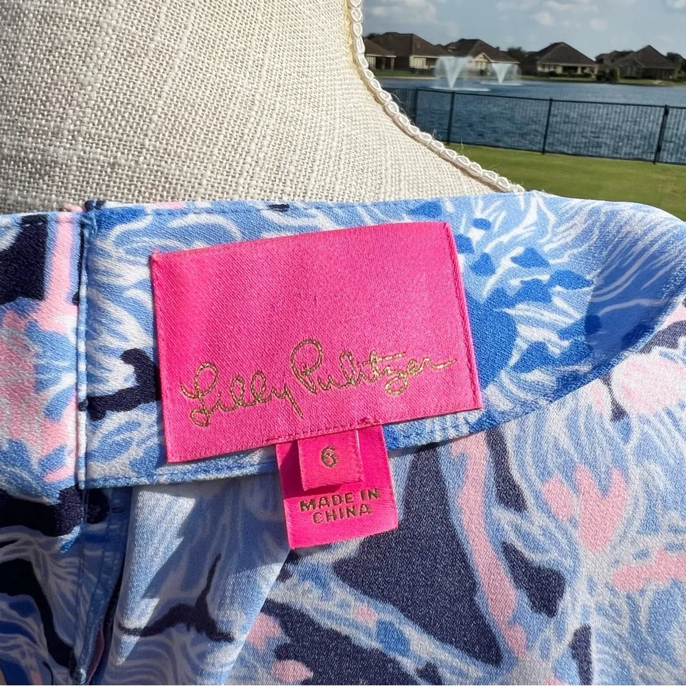 Lilly Pulitzer Kayla  Long Sleeve Dress in Blue and Pink - Image 5