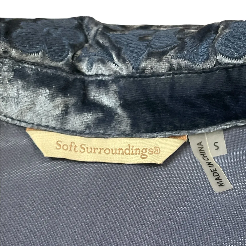 Soft Surroundings Blue Floral Embroidered Velvet Tunic - Image 9