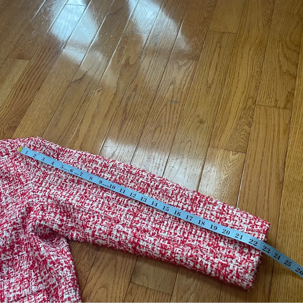 Sandro Cropped Short Tweed Jacket Blazer in Rouge sequins & metallic  Sz XL - Image 13