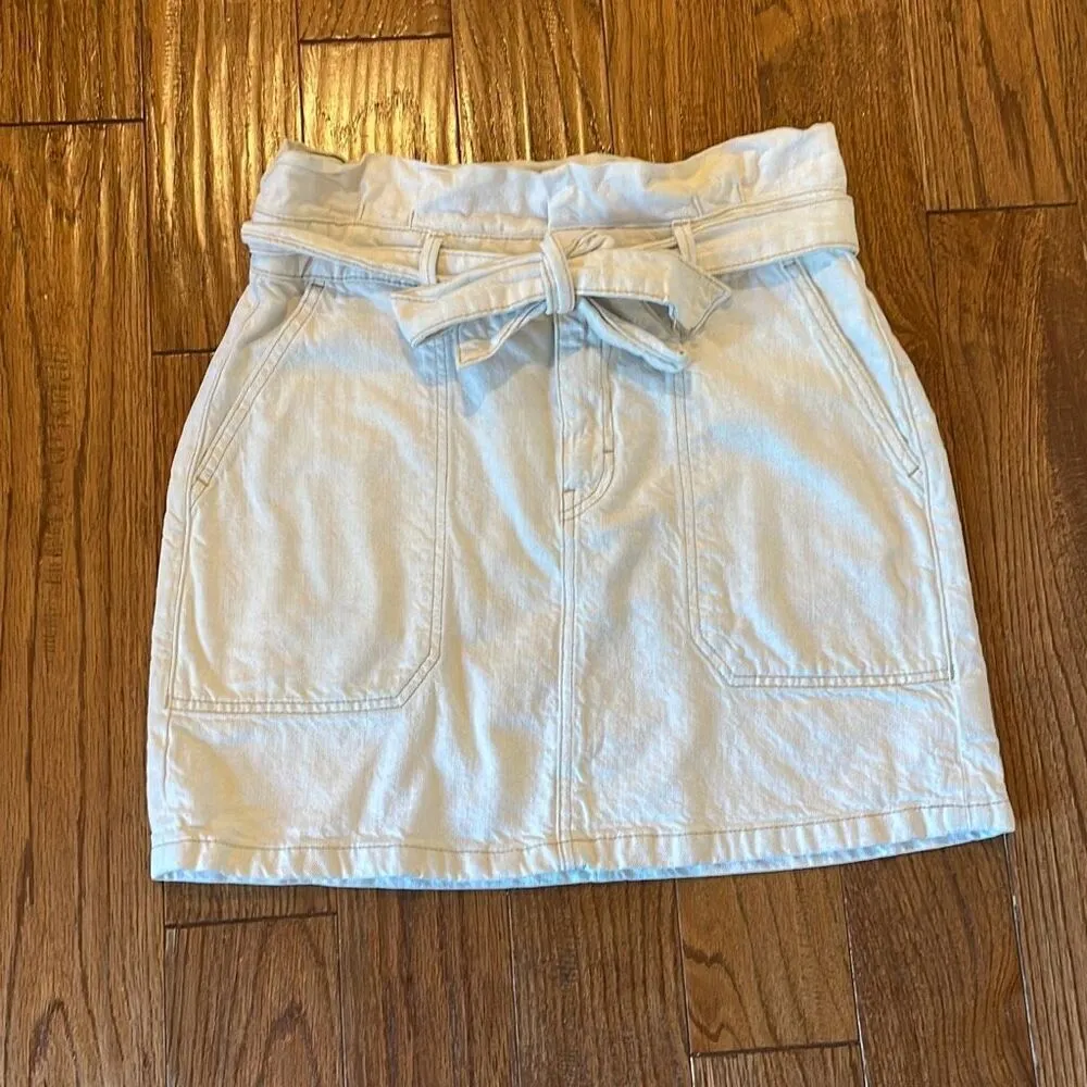 Free People ecru paperbag denim waist skirt size 10 - Image 3