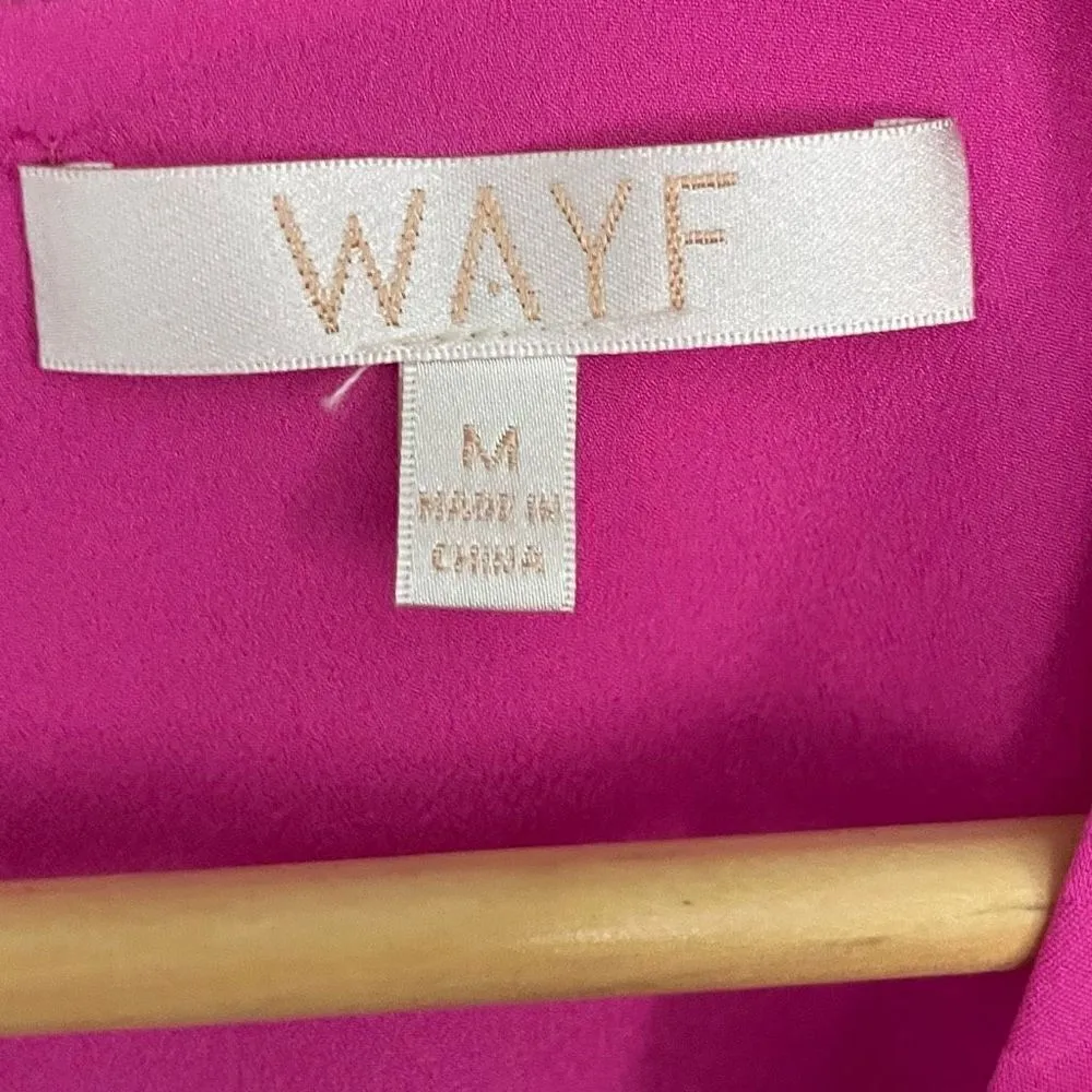 WAYF Phoenix Magenta Pink Jacquard Satin Polka Dot Mini Dress Size M - Image 5