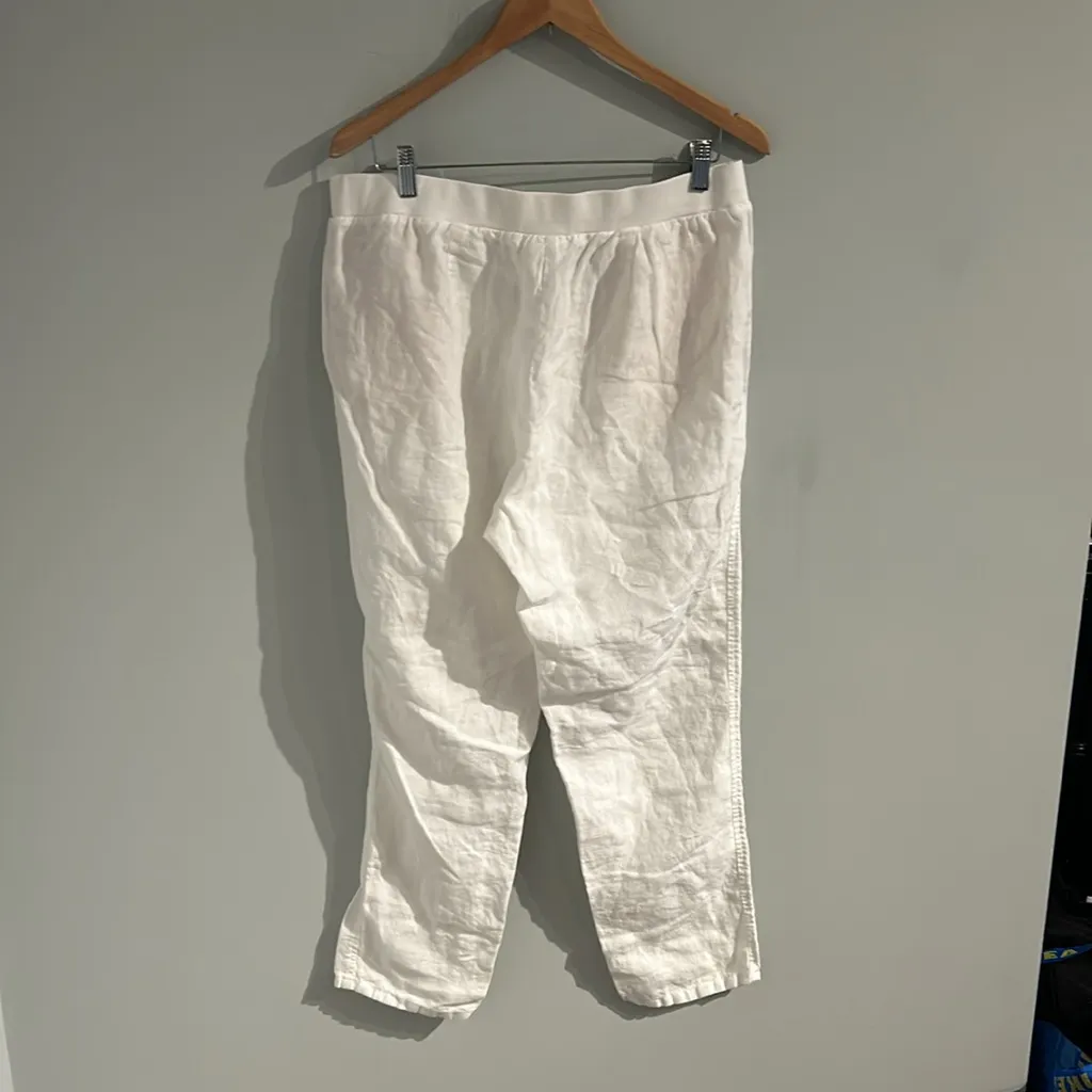 J. Jill‎ Love Linen Pull On Pants White Size M - Image 2