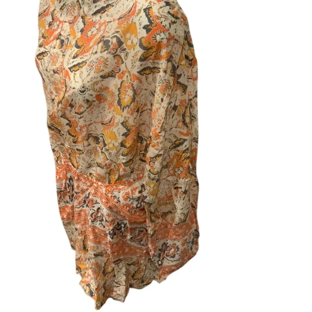 Free People orange floral mini dress size small‎ open back long sleeve - Image 3