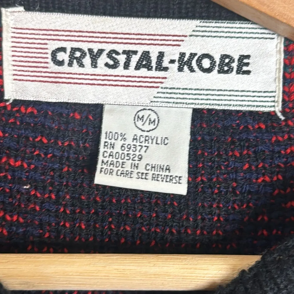 Crystal Kobe Vtg Button Up Plaid Cardigan Sweater Womens size medium cute Green - Image 5